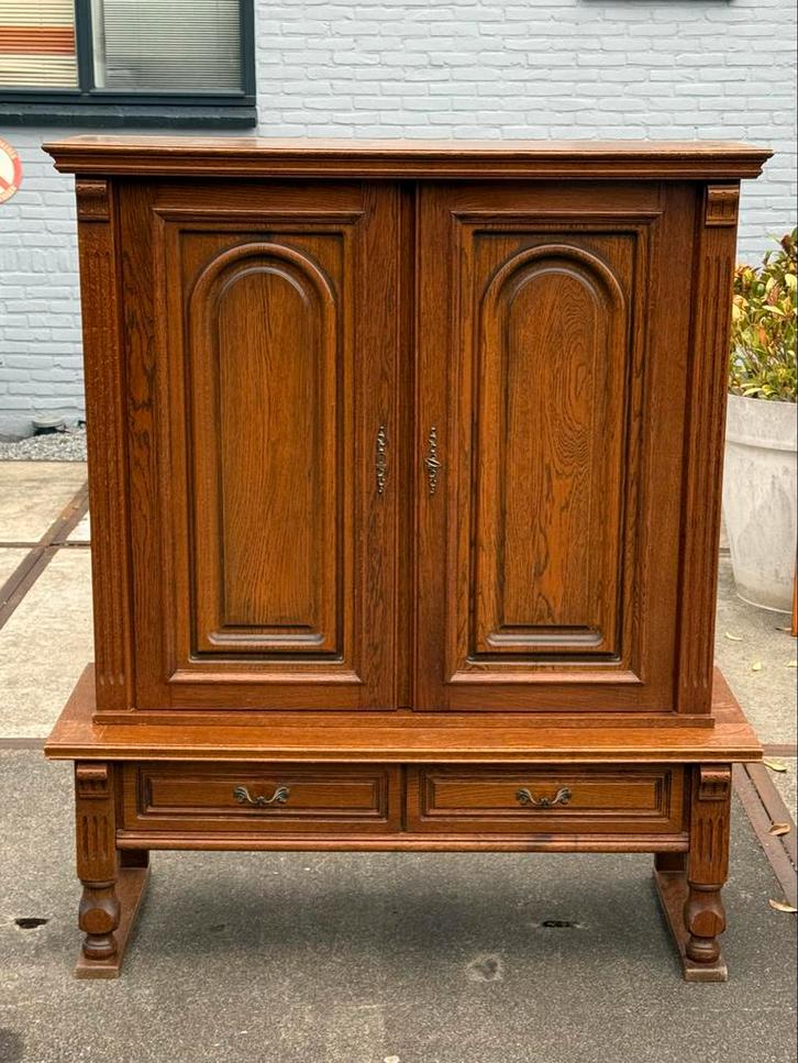 Houten kast met deuren en lades, Huis en Inrichting, Kasten | Buffetkasten, Gebruikt, 100 tot 150 cm, 50 tot 100 cm, 25 tot 50 cm