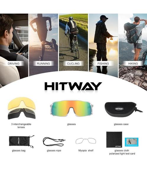 Nieuw HITWAY Gepolariseerde fietsbril, Fietsen en Brommers, Fietsaccessoires | Overige Fietsaccessoires, Nieuw, Ophalen of Verzenden