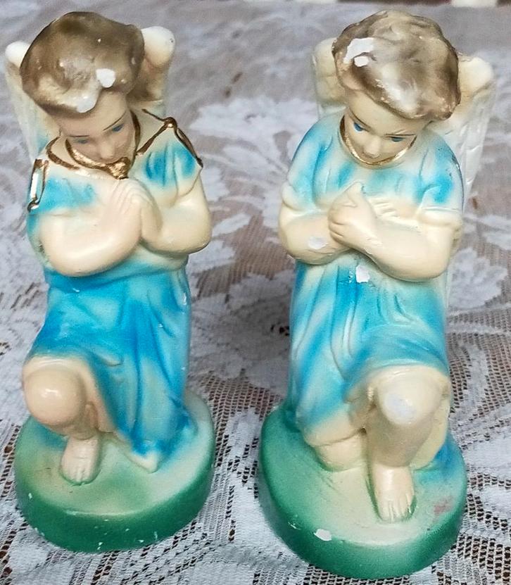 Set oude knielende engelen porselein biscuit, Antiek en Kunst, Antiek | Porselein, Ophalen of Verzenden