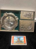 Zilverkleurige asbak set met sigaretten doos …, Antiek en Kunst, Antiek | Goud en Zilver, Ophalen of Verzenden