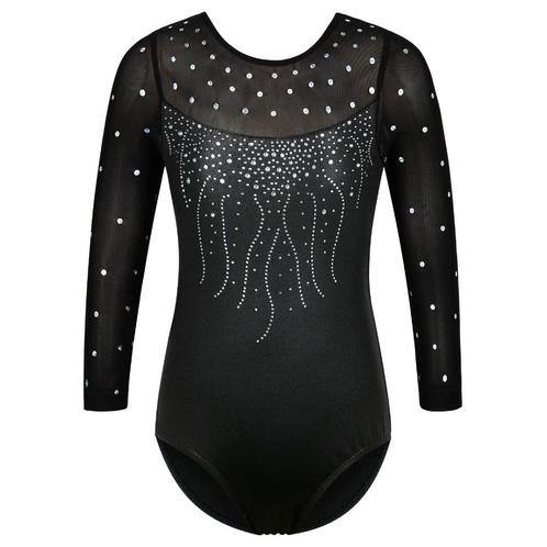 Turnpakje zwart glitter mesh 116 122 128 134 140 146 152, Sport en Fitness, Turnen, Nieuw, Turnpak(je), Zwart, Ophalen of Verzenden