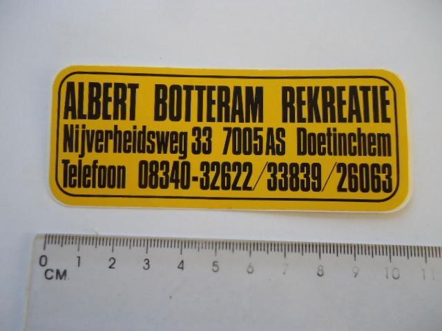 sticker oud Doetinchem Albert Botteram rekreatie fendt hobby, Verzamelen, Stickers, Zo goed als nieuw, Bedrijf of Vereniging, Verzenden