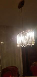 Gold plated klassieke hanglamp, kristallen druppels. Groot., Huis en Inrichting, Lampen | Vloerlampen, Ophalen of Verzenden, Zo goed als nieuw