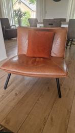 Lederen Fauteuil / Zitstoel, Huis en Inrichting, Fauteuils, Ophalen, Gebruikt, Minder dan 75 cm, Metaal