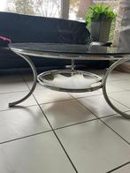 Vintage Salontafel met Glazen Blad: OPHALEN in ARKEL, Ophalen, Gebruikt, 50 tot 100 cm, Rond