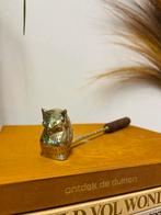 Mooie vintage Messing Kaarsendover Uil met Houten Handvat, Ophalen of Verzenden, Zo goed als nieuw, Metaal, Kaars