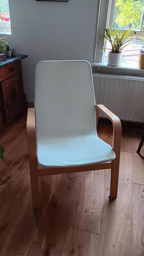 Witte stoffen stoeltje, Huis en Inrichting, Stoelen, Gebruikt, Eén, Hout, Stof, Wit, Ophalen