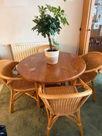 Rotan Eethoek - 4 Persoons - Ronde Tafel, Ophalen, Overige materialen, Gebruikt, 100 tot 150 cm