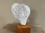 Zeldzaam sculptuur reliëf hoofdje van albast voet van hout, Antiek en Kunst, Verzenden