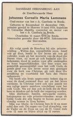 Priester Johannes Lemmens 1900 Roosendaal + 1958 Breda, Verzamelen, Bidprentjes en Rouwkaarten, Verzenden, Bidprentje