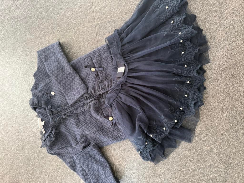 Setje le chic maat 116 blauw jasje rokje, Kinderen en Baby's, Kinderkleding | Maat 116, Ophalen of Verzenden, Gebruikt, Meisje