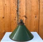 Hanglamp ganglamp emaille origineel industrie lamp groen, Ophalen of Verzenden