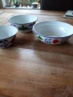 Brocante Boerenbont emaille nest schalen, 3 stuks, Antiek en Kunst, Ophalen of Verzenden