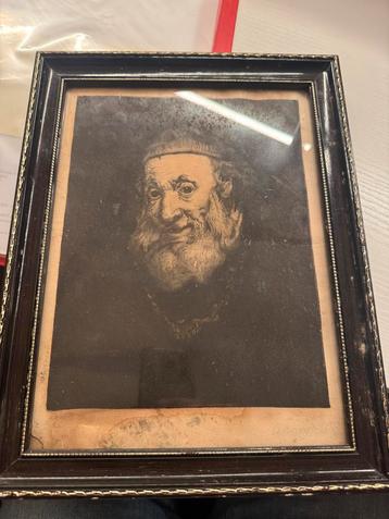 Rembrandt Ets/Gravure - Oud Meester Ingelijst beschikbaar voor biedingen