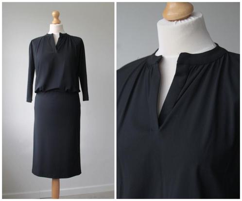 Donna Due - NIEUW / travelstof jurk / zwart / maat S, Kleding | Dames, Jurken, Nieuw, Maat 36 (S), Zwart, Knielengte, Verzenden