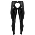 Zwarte wetlook chaps broek / gay open leren strakke heren, Verzenden, Nieuw, Zwart