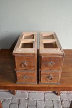 Set van twee oude antieke houten ladeblokken, Ophalen of Verzenden