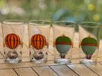 Reims 4 vintage genummerde glazen met luchtballon, Verzamelen, Ophalen of Verzenden, Zo goed als nieuw, Frisdrankglas