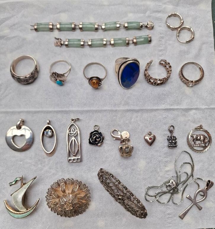 Lot Zilveren Sieraden met Edelstenen, Sieraden, Tassen en Uiterlijk, Armbanden, Zilver, Zilver, Ophalen of Verzenden