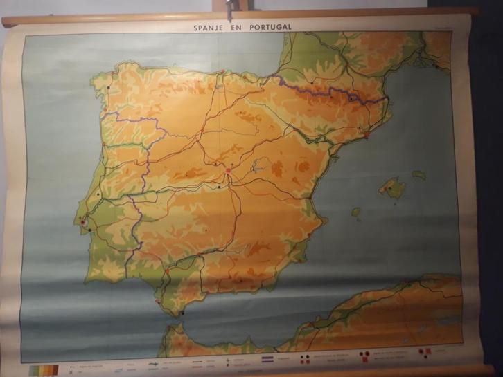 Oude schoolplaat Spanje, Antiek en Kunst, Antiek | Schoolplaten, Aardrijkskunde, Ophalen