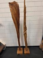 Houten Kunstobjecten - Huisdecoratie Beelden Set van 2, Ophalen of Verzenden