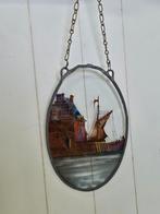 Raamhangers glas in lood, havengezichten, Antiek en Kunst, Antiek | Glas en Kristal, Ophalen of Verzenden