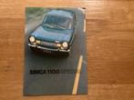 Simca 1100 Special Brochure - Origineel!, Ophalen of Verzenden, Gelezen, Overige merken