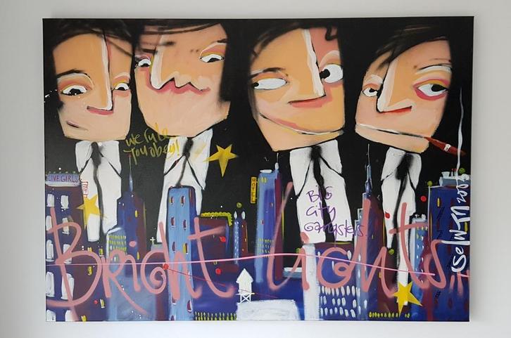 Selwyn Senatori Bright lights Big City Gangsters 100x140cm, Antiek en Kunst, Kunst | Schilderijen | Modern, Ophalen