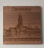 Gravure van Deventer skyline op houten plaat, Ophalen of Verzenden, Zo goed als nieuw
