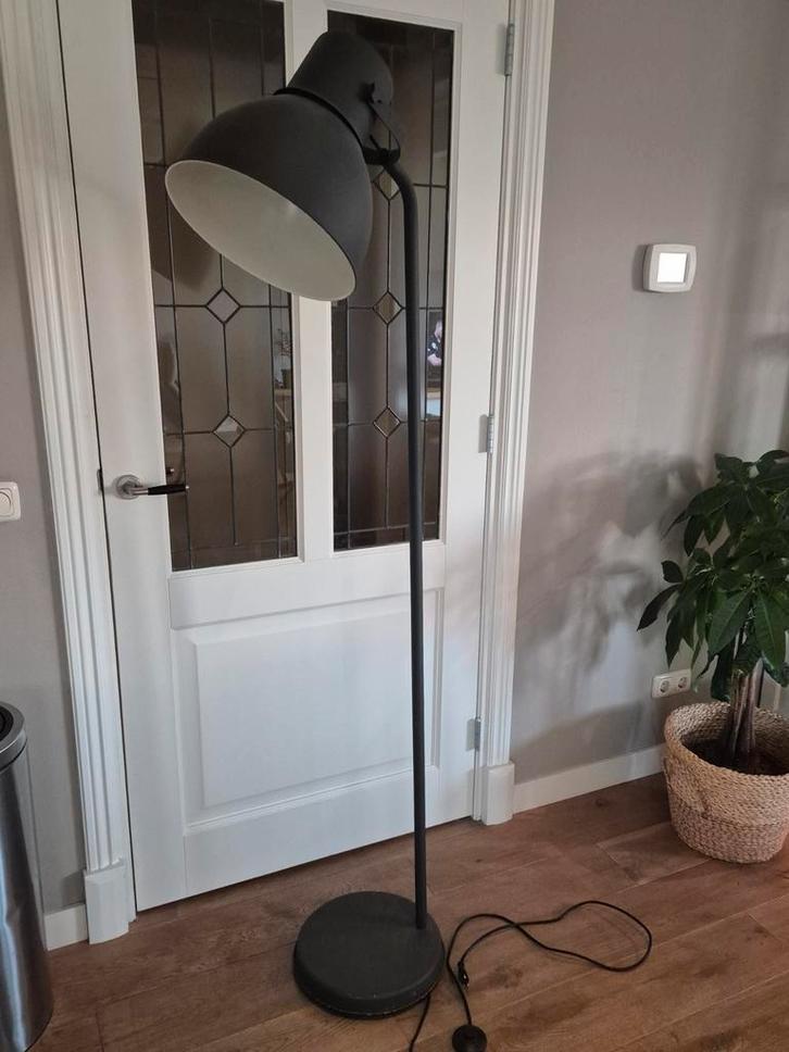 Mooie grijze vloerlamp, Huis en Inrichting, Lampen | Vloerlampen, Gebruikt, 150 tot 200 cm, Metaal, Ophalen of Verzenden