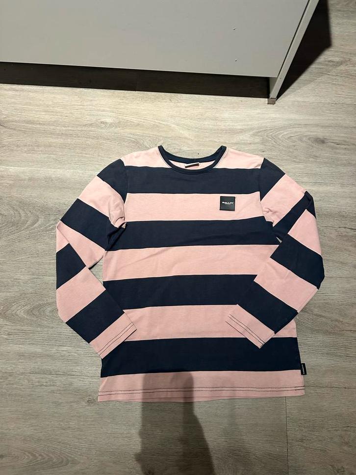 Ballin Amsterdam shirt - Roze/Blauw gestreept - XS, Kleding | Heren, T-shirts, Zo goed als nieuw, Roze, Ophalen of Verzenden
