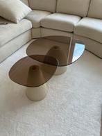Salon tafel brix rookglas beige, Huis en Inrichting, Tafels | Salontafels, Ophalen, Rond, 50 tot 100 cm, Minder dan 50 cm