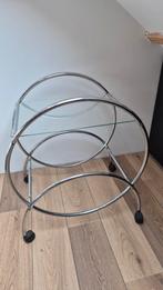 Vintage serveerwagen chroom en glas theetafeltje gispen look, 45 tot 60 cm, Minder dan 55 cm, Gebruikt, Ophalen of Verzenden
