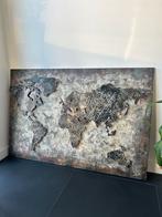 Metalen schilderij wereldkaart 3D, Ophalen, Overige typen, 125 cm of meer, Zo goed als nieuw
