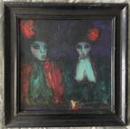 Expressionistisch olieverfschilderij twee vrouwen, Antiek en Kunst, Ophalen of Verzenden