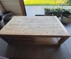 Mooie salontafel van massief notenhout met opberglades, Huis en Inrichting, Ophalen, Gebruikt, 100 tot 150 cm, 50 tot 100 cm