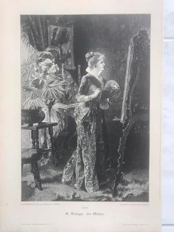 A. Schepp: Im Atelier, 1895, or. gravure, 32x22cm., prima!