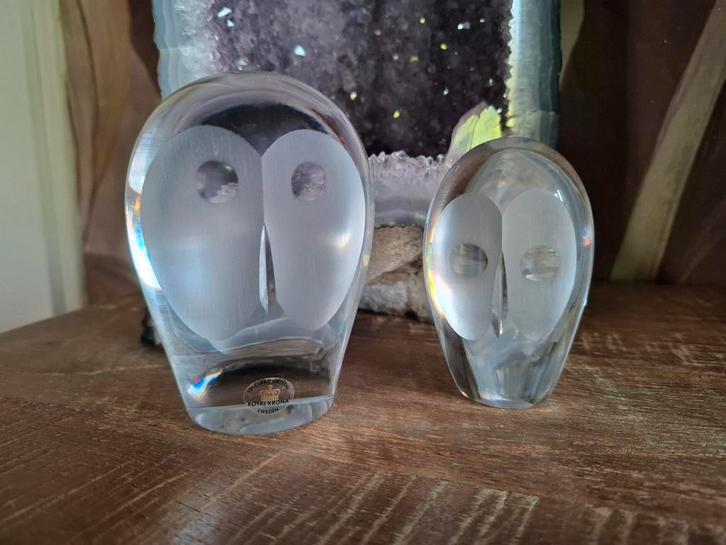 Vintage Royal Krona loodkristallen uilen, Hanne Dreutler, Antiek en Kunst, Antiek | Glas en Kristal, Ophalen of Verzenden