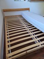 eenvoudig grenen bed met lattenbodems, Ophalen, Bruin, Tweepersoons, 140 cm