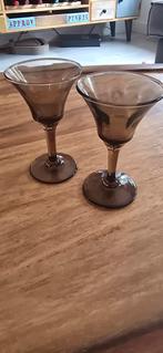 Vintage rookglas borrelglaasjes- Set van 2, Ophalen of Verzenden
