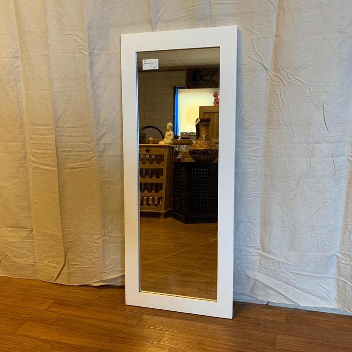 Spiegel - 110 x 45 cm - houten white wash lijst - TTM Wonen, Huis en Inrichting, Woonaccessoires | Spiegels, Nieuw, Minder dan 50 cm