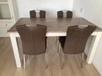 Eetkamertafel met 4 stoelen en salontafel, Ophalen, Gebruikt, 50 tot 100 cm, 150 tot 200 cm