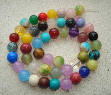 Snoer kralen halfedelsteen 8 mm. Multicolour beschikbaar voor biedingen