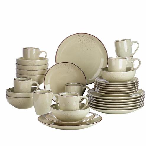 Serviesset Navia | 32 stuks | Beige | Borden, mokken, schaal, Huis en Inrichting, Keuken | Servies, Nieuw, Compleet servies, Overige stijlen