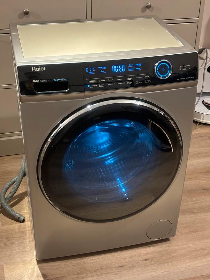 Haier Wasmachine HW80-B14979S, Witgoed en Apparatuur, Wasmachines, Gebruikt, Voorlader, 6 tot 8 kg, 85 tot 90 cm, 1200 tot 1600 toeren