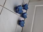 blauwe bloem waxinelichtjes, Huis en Inrichting, Ophalen of Verzenden, Zo goed als nieuw, Overige materialen, Minder dan 25 cm