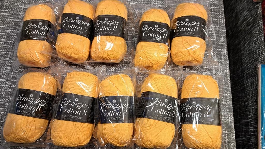 Scheepjes Cotton 8 - geel Katoengaren, Ophalen of Verzenden, Nieuw, Breien of Haken, Wol of Garen