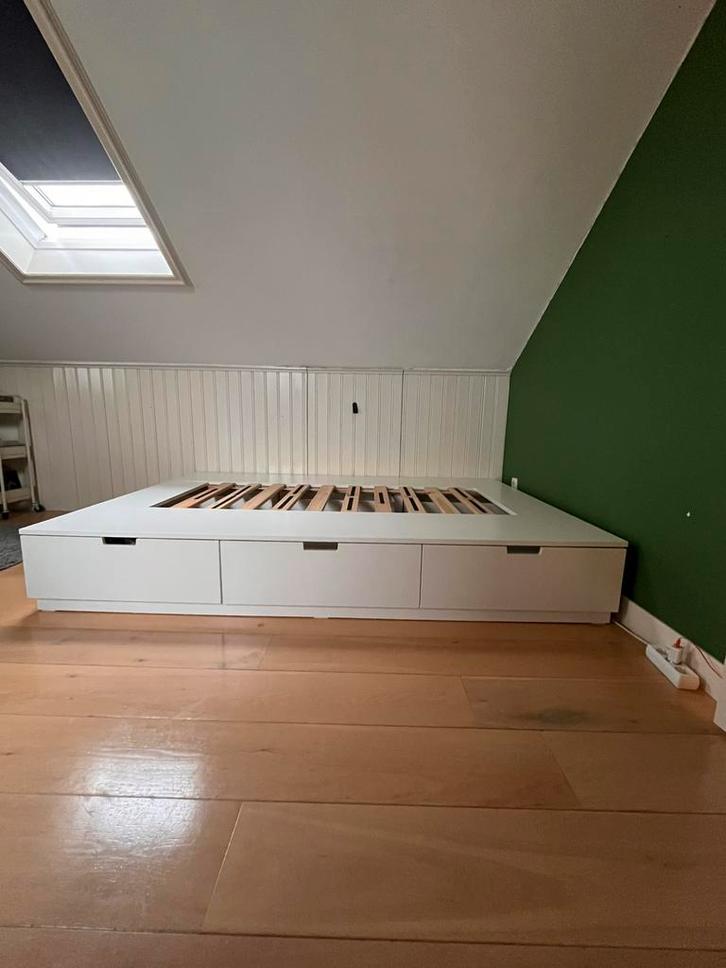 Nordli ledikant / bedframe wit, 140 / 200 cm, Huis en Inrichting, Slaapkamer | Bedden, Gebruikt, Tweepersoons, 140 cm, 200 cm