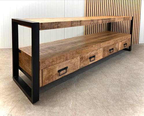 TV meubel / Dressoir 180cm mango & zwart ijzeren frame, Huis en Inrichting, Kasten | Televisiemeubels, Zo goed als nieuw, Minder dan 100 cm