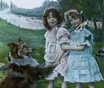 meisjes kanten jurkjes hond Schotse herdershond COLLIE, Verzenden, Voor 1920, Ongelopen, Overige thema's